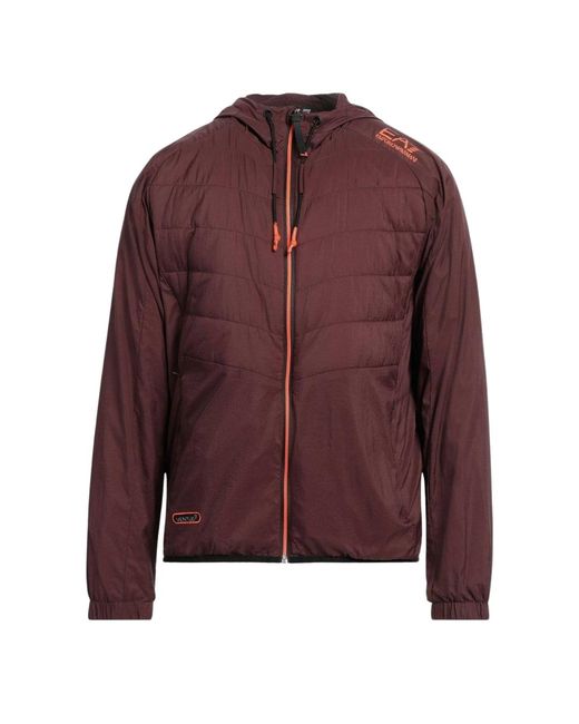 Emporio Armani Purple Ea7 Lightweight Hooded Bitter Chocolate Bomber Jacket for men