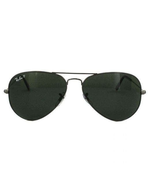 Ray-Ban Green Aviator Gunmetal Polarized Sunglasses