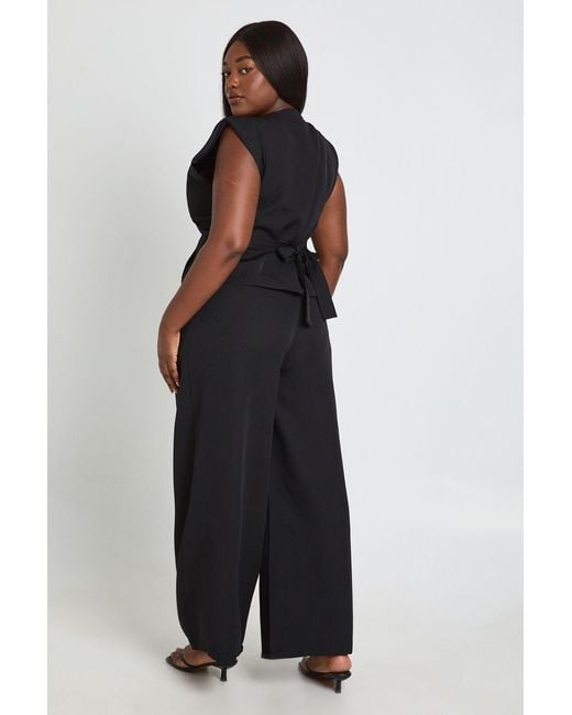Boohoo Black Plus Extreme Pleat Front Wide Leg Trousers