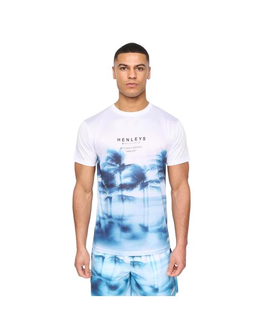 Henleys Blue Hennicane T-Shirt (Optic) for men