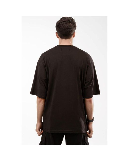 Hype Black Regular Fit Lettering Crew Neck T-Shirt for men