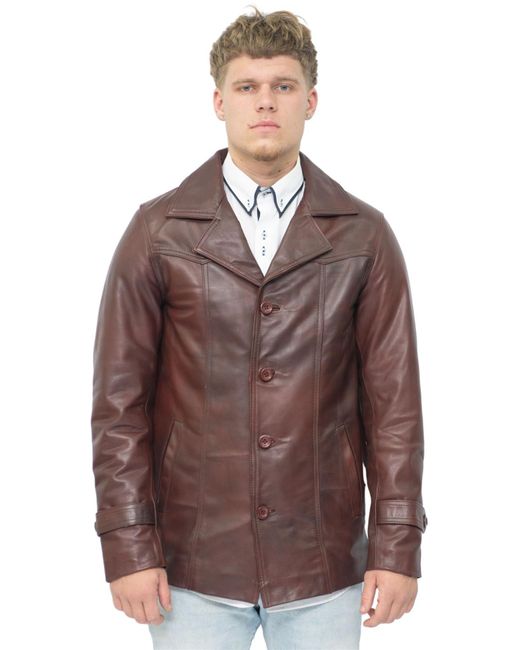 Infinity Leather Brown Vintage Trench Style Crombie Coat-Macau for men