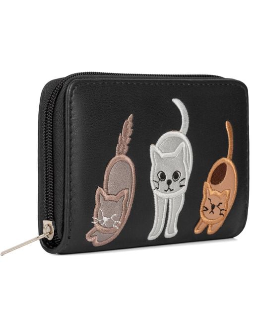 Woodland Leathers Black Rfid Zip Around Purse – Cat Applique Wallet