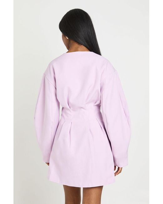 Boohoo Pink Tailored Cinched Waist Button Down Blazer Dress