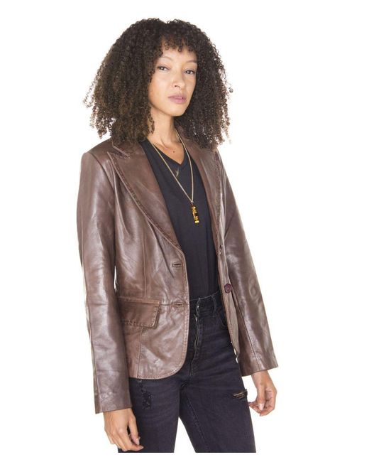 Infinity Leather Brown Blazer Jacket-Seregno