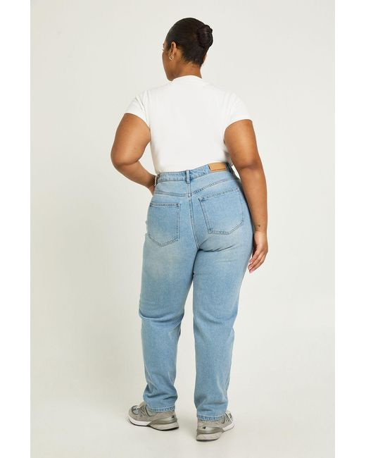 Boohoo Blue The Plus High Waist Mom Jean