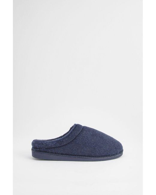 MAINE Blue Faux Fur Lined Mule Slippers Textile for men