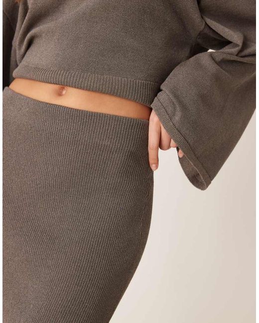 Gina Tricot Natural Co-Ord Metallic Fine Knit Maxi Skirt
