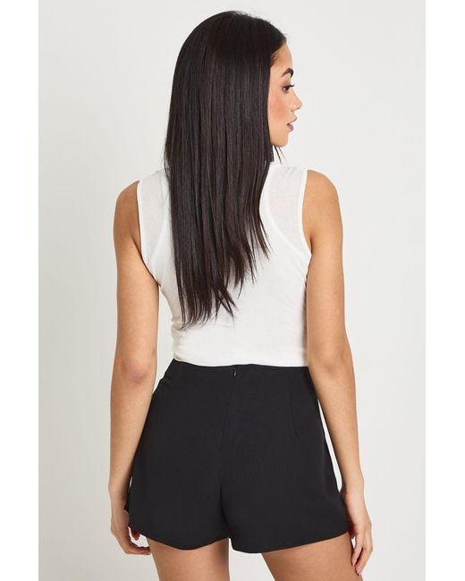 Boohoo Black Woven Pocket Front Skort