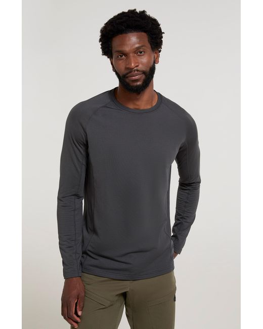 Mountain Warehouse Gray 'Vermont' Thermal Base Layer Top Breathable Skiing Hiking Tee for men