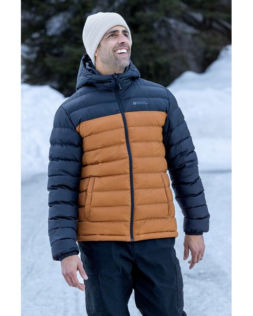 Mountain Warehouse Blue 'Season' Padded Jacket Water Resistant Everyday Warm Coat Nylon for men