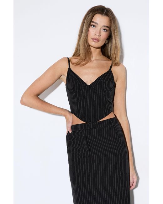 MissPap Black Pinstripe Boned Corset Bustier Top