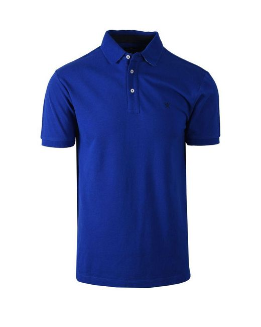 Hackett Blue Swim Trim Palm Polo Shirt Cobalt for men
