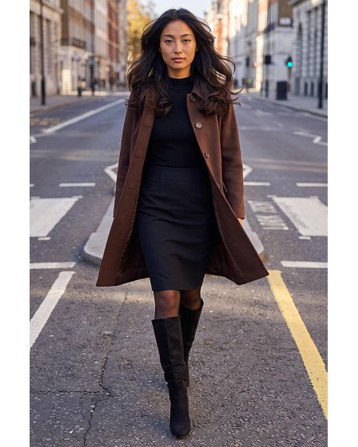 Roman Gray Petite Collared Button Front Coat
