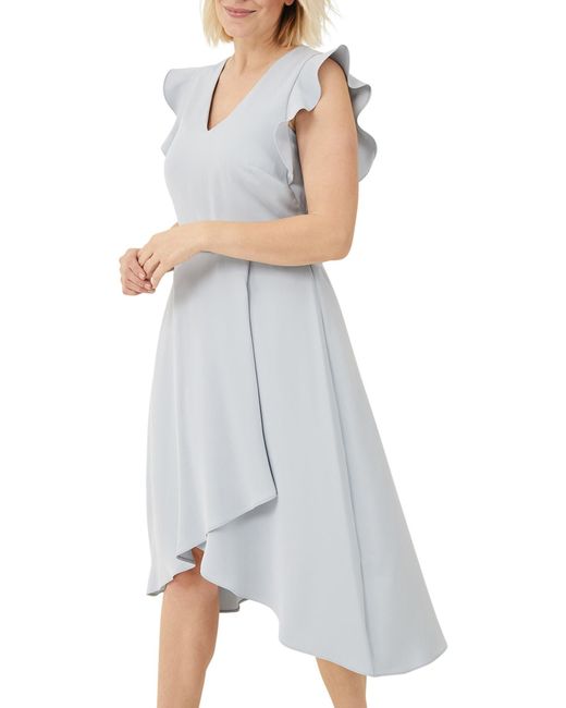 Phase Eight White Aurelia Belted Eclipse Hem Dress