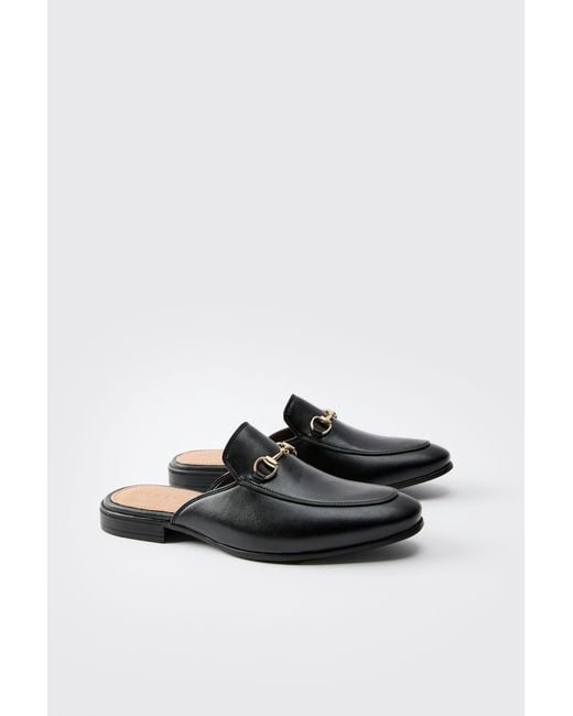 BoohooMAN Black Backless Snaffle Loafer for men