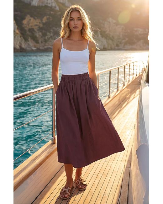 D.u.s.k Purple Cotton Poplin Midi Skirt