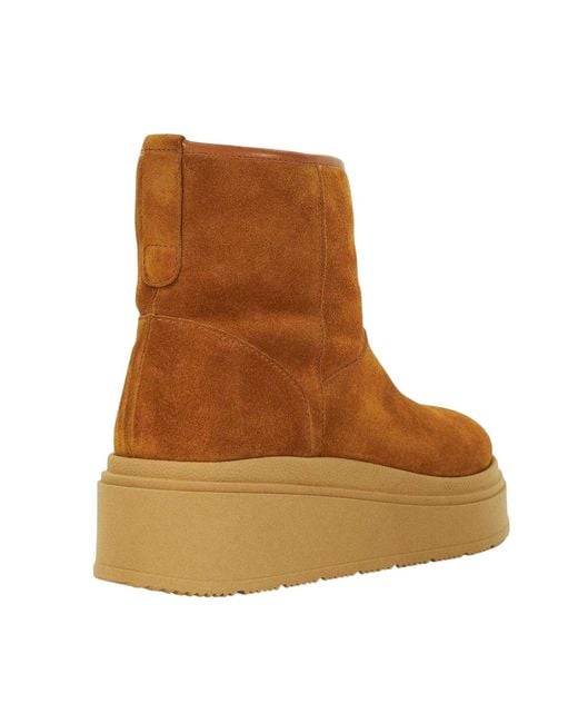 Dune Brown Ladies Podsey Suede Platform Boots