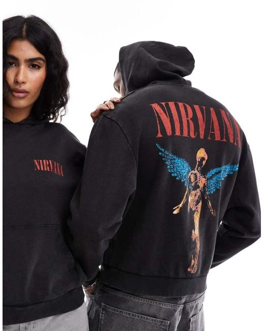 ASOS Black Relaxed Hoodie With Nirvana Prints