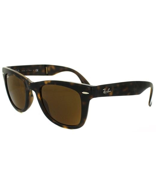Ray-Ban Brown Sunglasses Folding Wayfarer 4105 710 Havana Tortoise 50Mm