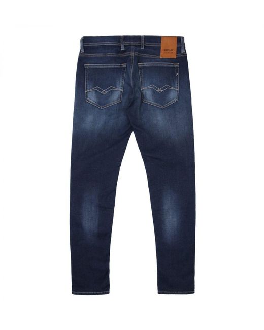 Replay Blue Jondrill Hyperflex X-Lite Re-Used Skinny Fit Jeans for men