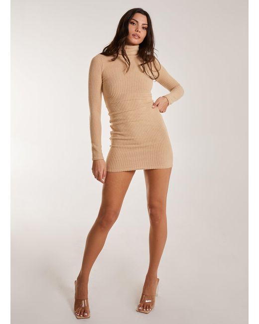 Pink Vanilla Natural Soft Brushed Roll Neck Dress