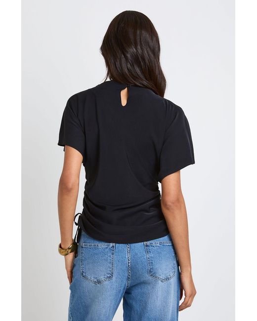 Boohoo Black Tall Loose Ruched Side Body Top