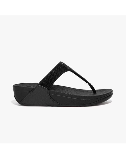 Fitflop Black Lulu Crystal Toe-Post Sandals