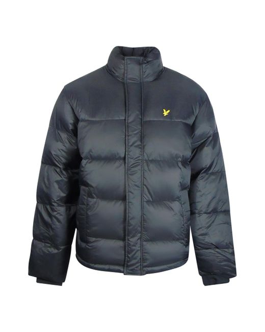 Lyle & Scott Blue Wadded Puffer Jacket Nylon for men