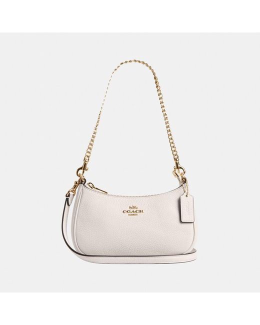 COACH Refined Pebble Leather Mini Crossbody Bag in White Lyst UK