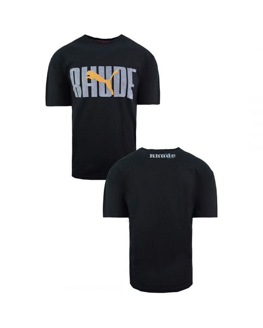 PUMA X Rhude Graphic Short Sleeve Crew Neck Black T-shirt 596757 51 Cotton for men