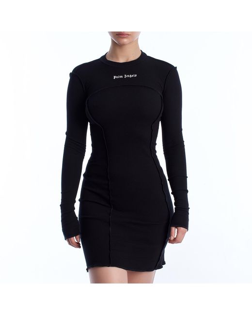 Palm Angels Black Cotton Mini Dress Pwdh004F23Fab0011003