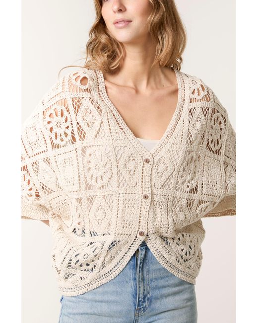 Blue Vanilla Natural Crochet Loose Cardigan
