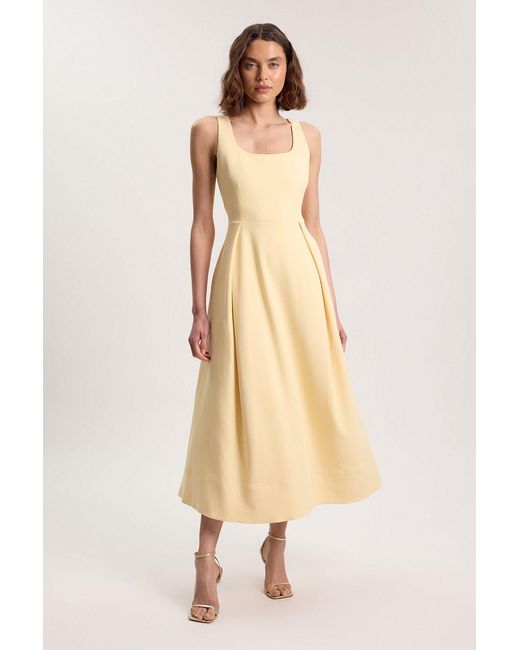 Karen Millen Natural Petite Tailored Full Skirt Midi Dress