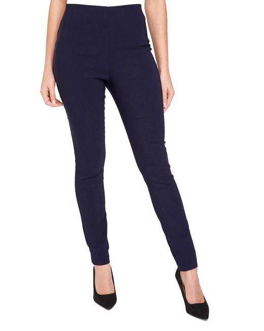Roman Blue Full Length Elastic Waist Stretch Trousers