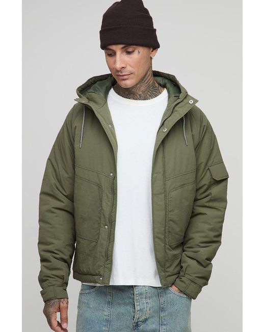 BoohooMAN Green Tall Regular Fit Seam Detail Hooded Parka for men