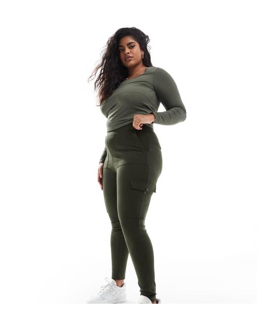 Yours Green Cargo Pocket Ponte Leggings