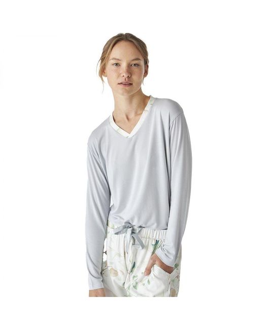 J&j Brothers Gray Jjbep1101 Long Sleeve V-Neck Pajamas