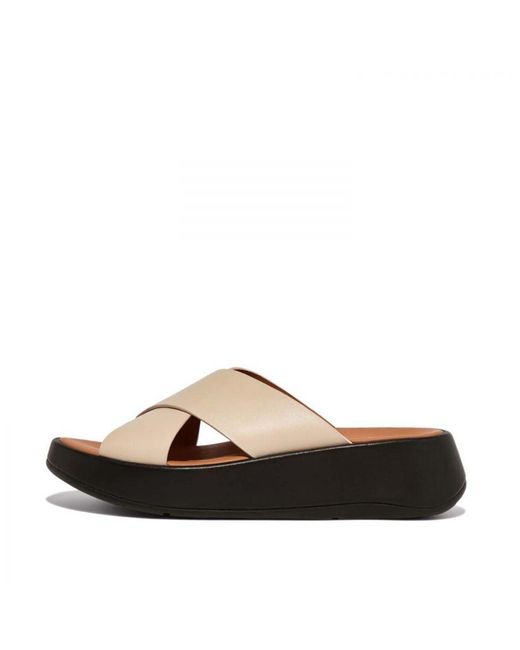 Fitflop Brown Womenss Fit Flop F-Mode Leather Flatform Slide Sandals