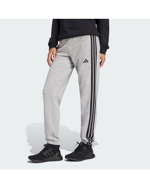 Adidas Originals Black Essentials 3-Stripes French Terry Cuffed Pants