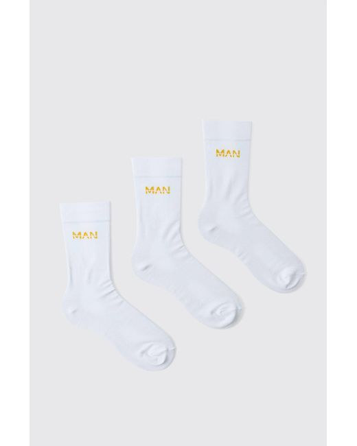 BoohooMAN White 3 Pack Dash Socks for men