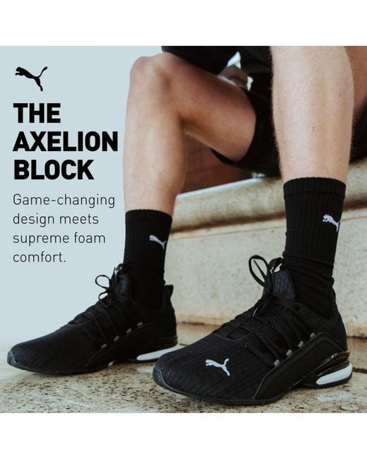 PUMA Black Axelion Block Running Shoes for men
