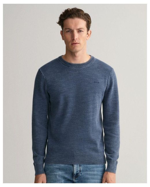 Gant Blue Sunfaded Crew Neck Sweater for men