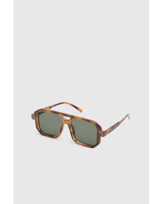 Boohoo Black Oversized Squared Aviator Sunglasses