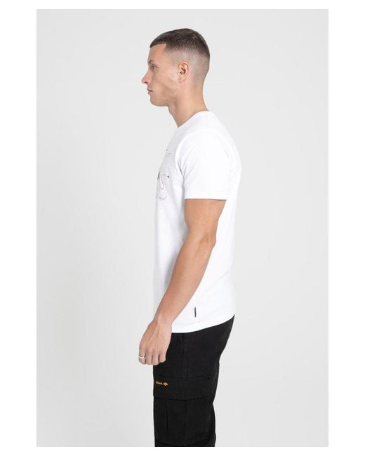 Bench White 'Hawes' Cotton Graphic Print T-Shirt for men
