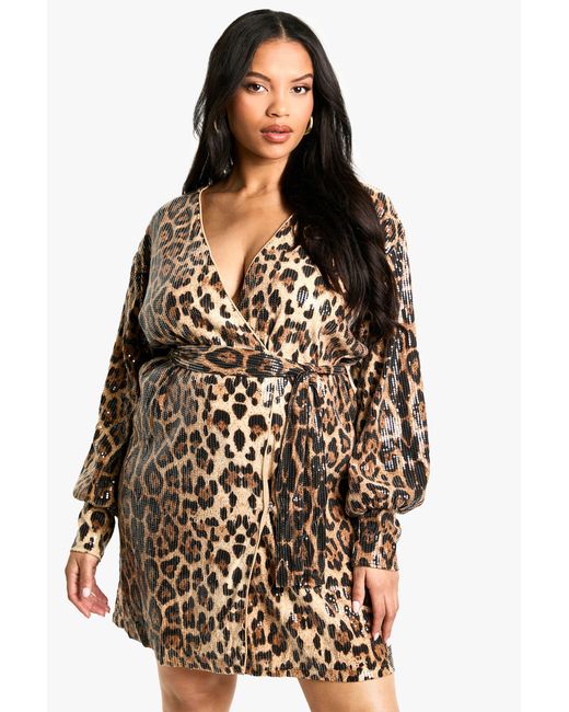 Boohoo Multicolor Plus Sequin Wrap Dress