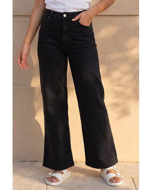 Roman Black Petite Wide Leg Jeans
