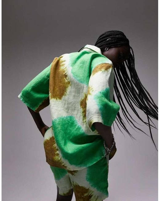 TOPSHOP Green Co-Ord Tie Dye Resort Shirt