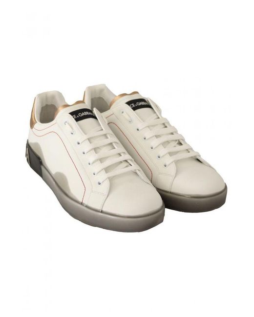 Dolce & Gabbana White Leather Low Top Sneakers Casual Shoes for men