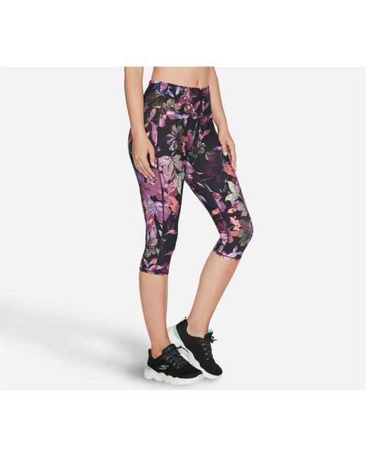 Skechers Red Goflex Ultraviolet Floral Capri Leggings